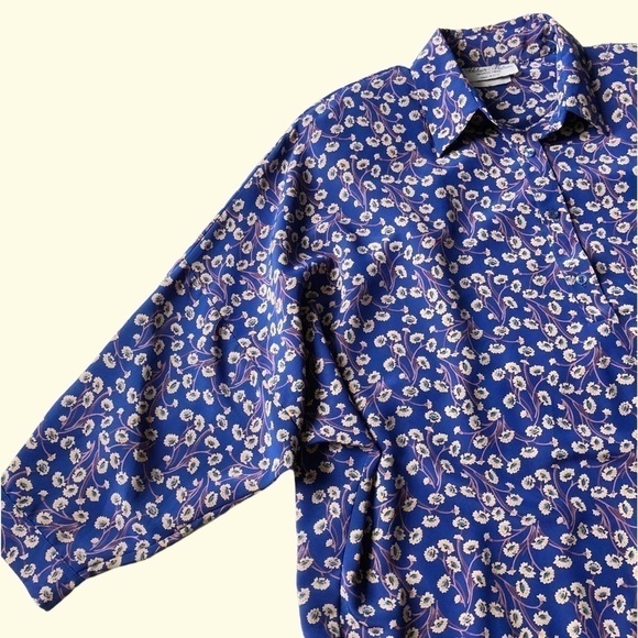 VTG 80S Blouse Adelaar Matson Liberty Ditsy Floral blouson shirt half sleeve L - Picture 6 of 14